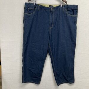 King Size Men's 50 Waist Dark‎ Wash Blue Denim Jeans Adjustable Waist READ